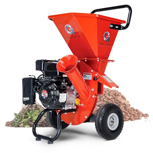 GreatCircleUSA Wood Chipper Shredder Mulcher Heavy Duty Gas Powered 3 in 1 Multi-Function 3' Inch Max Wood Diameter Capacity EPA/CARB Certified Aids in Fire Prevention - Building a Firebreak
