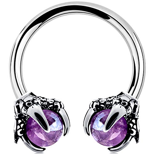 OUFER 316L Surgical Steel Circular Earrings Two Amethyst Opals Surrounded by Dragon Claws Cartilage Earring Ear Body Piercing Jewelry Helix Earrings Piercing…