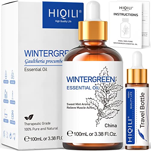 HIQILI Wintergreen Essential Oil,100% Pure Natural,for Diffuser-Inhalation Therapy - 3.38 Fl Oz