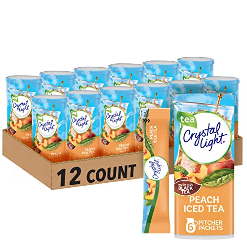 Crystal Light Sugar-Free Peach Iced Tea Low Calories Powdered Drink Mix 6 Count (Pack of 12)