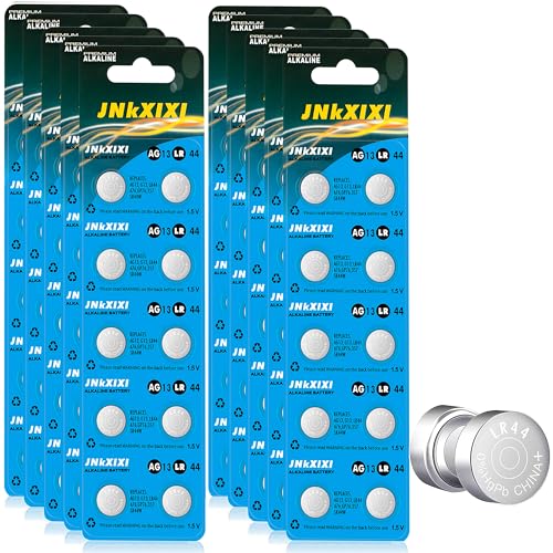 JNKXIXI 100 Pack LR44 AG13 357 Battery 1.5V SR44 A76 GP76 Lr 44b L1154c 303 Ornament Batteries Button Coin Cell Batteries