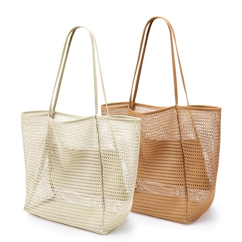 KALIDI Reusable Grocery bag, 2 Packs Large Tote Bag 15'X17' Durable Mesh Foldable Daily Utility Shopping Laundry BAG