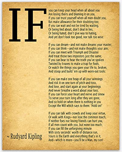 IF Poem Art Print IF Poem by Rudyard Kipling Art Print IF Poster If Poem Poster If Poem Print If Poem Wall Art If you can If by Kipling Poem (16 x 20, Vintage)