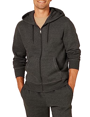 Amazon Essentials Men's Full-Zip Hooded Fleece Sweatshirt (Available in Big & Tall), Charcoal Heather, X-Large
