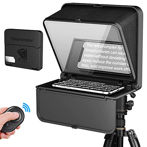 LENSGO TC7S Portable Teleprompter for Phone, Mini Teleprompter with Remote Control Compatible with iPhone & Android for Online Teaching Vlog Live Streaming Interview, Fold in One Sec