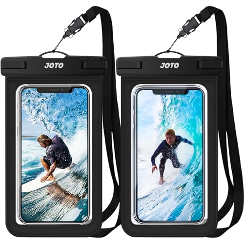 JOTO IPX8 Waterproof Phone Pouch Case, Underwater Dry Bag for Phone Protector for iPhone 15 14 13 12 11 Pro Max, Galaxy S24 S23 S22 Ultra Pixel to 7' Cruise Vacation Essential -2 Pack, Black