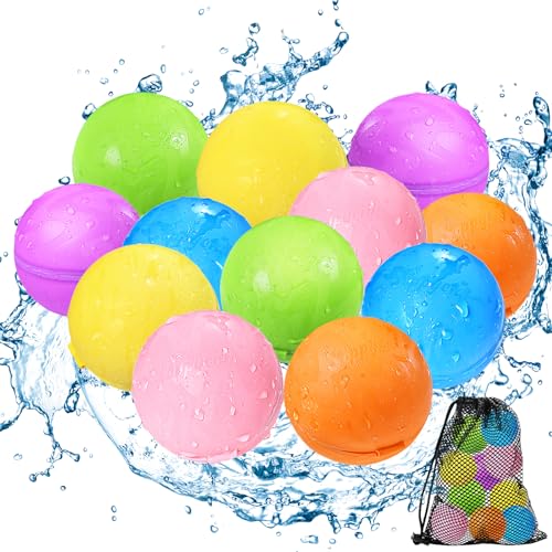 SOPPYCID Reusable Water Bomb balloons, Summer Toy Water Toy for Boys and Girls, Pool Beach Toys for Kids ages 3-12, Outdoor Activities Water Games Toys Self Sealing Water Splash Ball for Fun(12Pack)