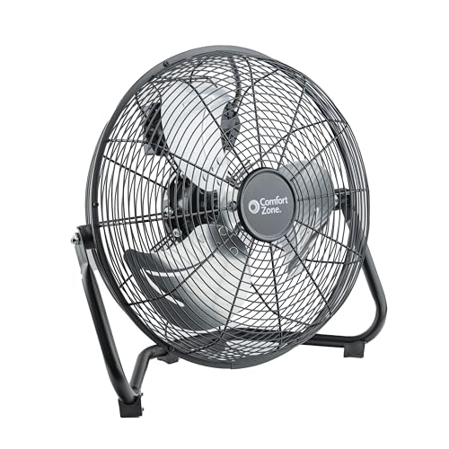 Comfort Zone CZHV12B High Velocity Cradle Fan | 3 Speed, 12 Inch Fan with All Metal Construction, Black