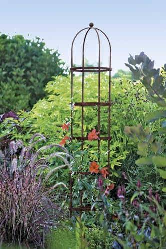 Gardeners Supply Company Garden Trellis for Climbing Plants | Sturdy 7ft Tall Round Jardin Obelisk Plant Support | Garden Trellis for Climbing Plants Indoor Vines, Clematis & Flowers - 15-1/2'D x 84'H