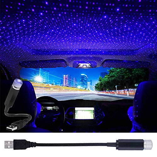 LEDCARE USB Star Projector Night Light, Car Roof Lights, Portable Adjustable Romantic Interior Car Lights, Portable USB Night Light Decorations for Car, Ceiling, Bedroom (Violet Blue)