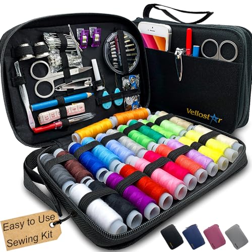 Vellostar Sewing Kit - Mend Your Clothes w/This Hand Sewing Kit for Adults at Once, Basic Needle and Thread Kit w/Essential Sewing Supplies for Small Repairs