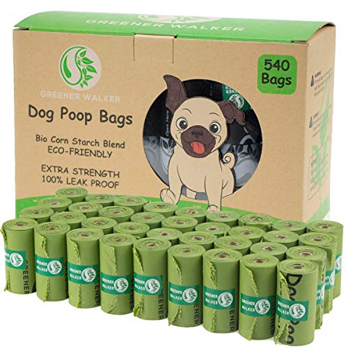 Greener Walker Poop Bags for Dog Waste-540 Bags,Extra Thick Strong 100% Leak Proof Dog Waste Bags (Green)
