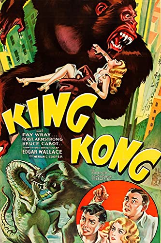 King Kong 1933 RKO Studio Retro Vintage Classic Hollywood Film Giant Ape Monkey Kaiju Horror Movie Poster Monster Merchandise Original King Kong Poster Fay Wray Cool Wall Decor Art Print Poster 24x36