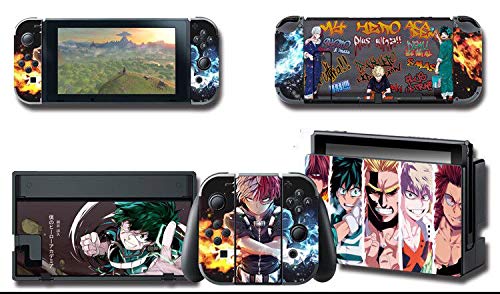 Alvhntr Vinyl Skin Decal Stickers for Nintendo Switch, Anime Protector Wrap Cover Protective Faceplate Full Set Console Joy-Con Dock (My hero academia 2087)