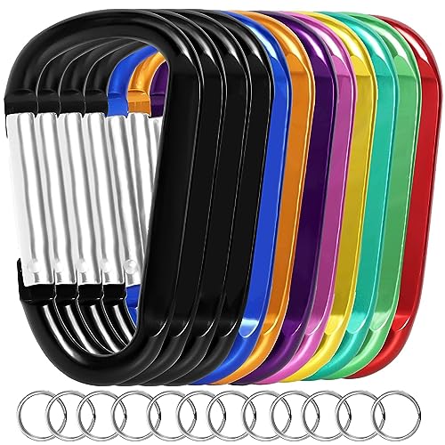 12PCS Carabiner Keychain Clip - 3' Aluminum Caribeener Key Clip,D Ring Shape Nonlocking Carabeaner Hook Buckle,Multi-Function Spring Snap Key Clips Tool for Home,Camping,Hiking,Traveling,Backpack