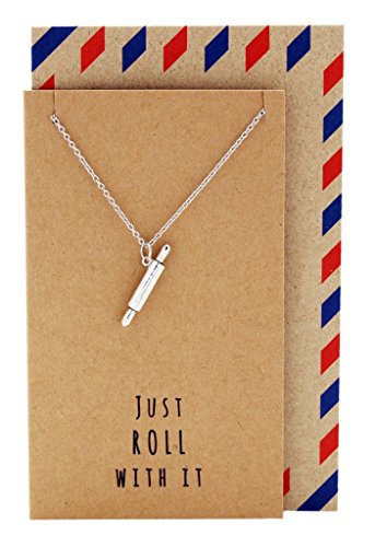 quan jewelry Rolling Pin Necklace, Gifts for Chefs, Gifts for Bakers Mom & Cooking Lovers, Kitchen Stainless Steel Pastry Maker, Gifts for Mom on Mother's Day & Christmas - 100% Handmade (Style 2)