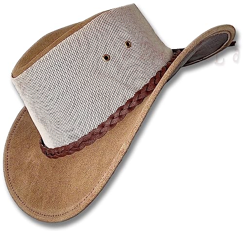 Oztrala~ Suede Leather Breezer Mesh Hat JACARU Cowboy Australian Mens Outback Golf SB 1019 US