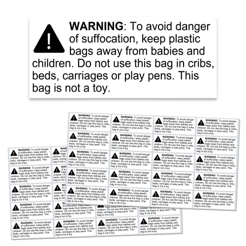 Rectangular Suffocation Warning Labels - Pack of 1000, 2.4 x 1'