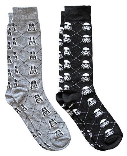 Hyp Star Wars Darth Vader/Stormtrooper Argyle Men's Crew Socks 2 Pair Pack Shoe Size 6-12