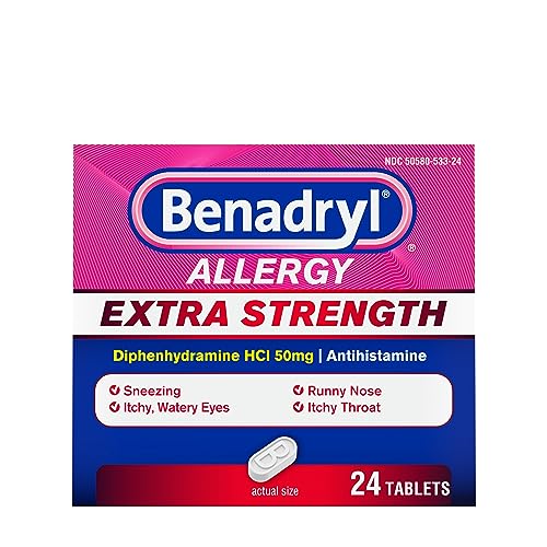 Benadryl Extra Strength Allergy Relief, 50mg Diphenhydramine Tablets - 24ct