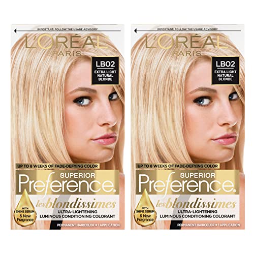 L'Oreal Paris Superior Preference Fade-Defying + Shine Permanent Hair Color, Extra Light Natural Blonde, Pack of 2, Hair Dye