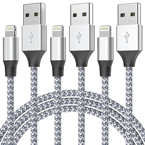 Durable iPhone Charger Cord 6ft 3Pack [Apple MFi Certified] Lightning Cable Nylon Braided Fast Charging Cable Compatible with iPhone 14/13/12 Pro Max/12Pro/11