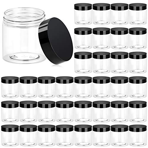 36 Pack 4 OZ Jars Round Clear Cosmetic Container with Lids, Eternal Moment Plastic Slime Jars for Lotion, Cream, Ointments, Makeup, Eye shadow, Rhinestone, Samples, Pot, Travel Storage