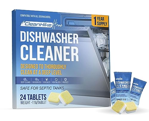 Dishwasher Machine Cleaner and Deodorizer Tablets - (24-Pack) Formula for Deep Cleaning and Descaling Dishwashing Machines. Tackle Tough Residues, Limescale, Hard Water, Calcium Buildup, and Odors