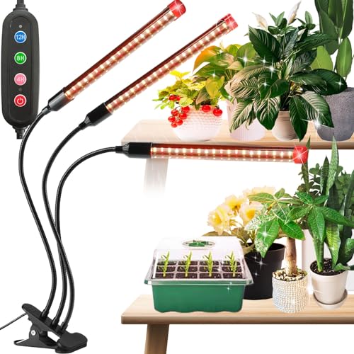FRGROW 3000 Lumens Grow Lights for Indoor Plants Full Spectrum, Newest Plant Lights for Indoor Growing, LED Grow Lights, 126 LED Clip on Plant Growing Lamps for Seed Starting Seedlings Precision Timer