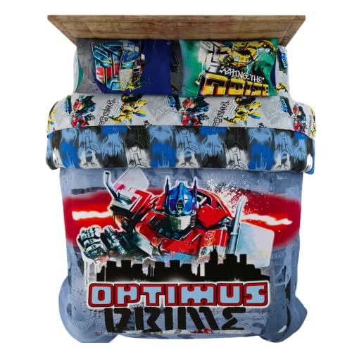 Franco Transformers Battle in Brooklyn Optimus Prime Kids Super Soft Comforter and Sheet Set with Sham, 5 Piece Full Size, (Official Licensed Product)