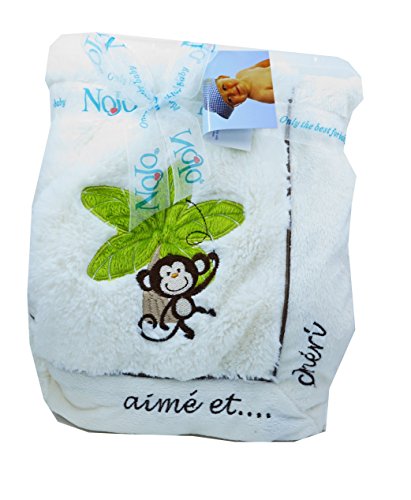 NoJo Plush Applique Newborn Receiving Blanket - Monkey