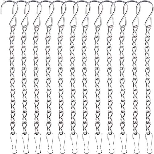 12 Pack 9.5 Inch Hanging Chain Garden Plant Hangers for Bird Feeders, Billboards, Bird Houses, Planters, Chalkboards, Lanterns, Wind Chimes, and Decorative Ornaments (Silver)