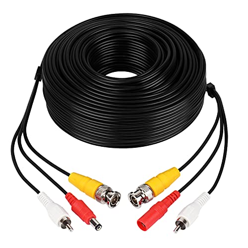 Dericam 60ft BNC Extension Cables with Three Connectors, Video Power Voice Cable for Surveillance and Security Camera Video System (Black)