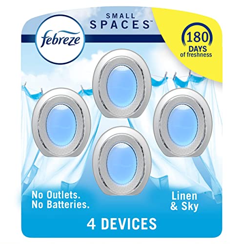 Febreze Small Spaces Air Freshener, Plug in Alternative for Home, Linen & Sky, Odor Fighter for Strong Odor (4 Count)
