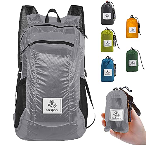 4Monster Hiking Daypack,Water Resistant Lightweight Packable Backpack for Travel Camping Outdoor (Silver, 32L)