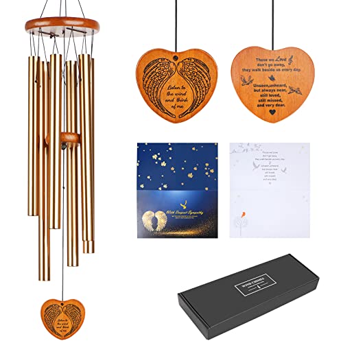 Memorial Wind Chimes for Outside,30' Large Deep Tone Sympathy Wind Chimes,Bereavement Gift for Loss of Loved One Prime Mother Father, Golden Wind Chimes Suitable for Outdoor, Garden, Patio Decoration