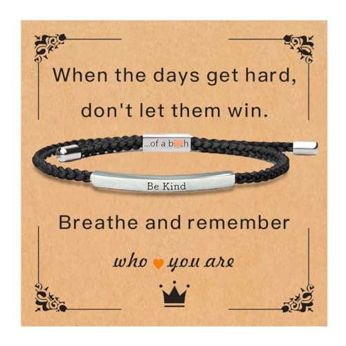 Be Kind Of A Tube B Motivational Bracelets for Women Men Stainless Steel Adjustable B Bracelet Daughter Son Boys Best Friends Teen Girls Inspirational Braided Christmas Birthday Gifts Jewelry Silver