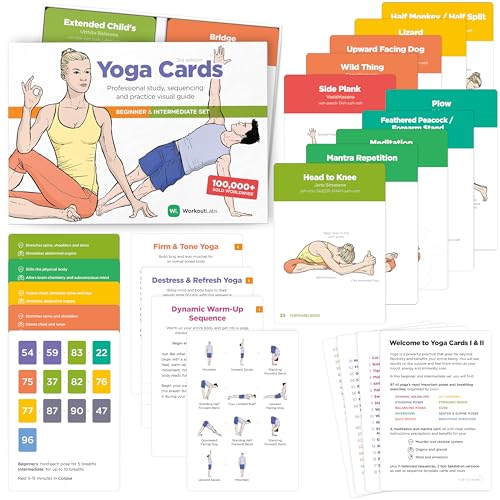 WorkoutLabs Yoga Cards I & II – Complete Set Beginners & Intermediate: Professional Study, Class Sequencing & Practice Guide · Premium Yoga Asana Flash Cards Deck with Sanskrit