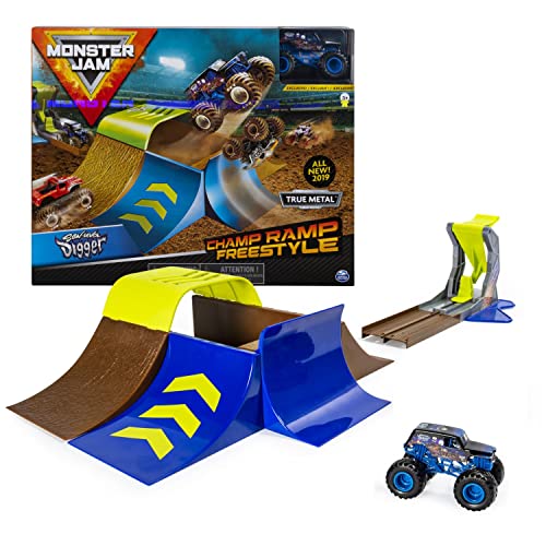 Monster Jam, Champ Ramp Freestyle Playset with Exclusive Son-uva Digger Monster Truck, 1:64 Scale Die-Cast, Kids Toys for Boys and Girls Ages 4-6+