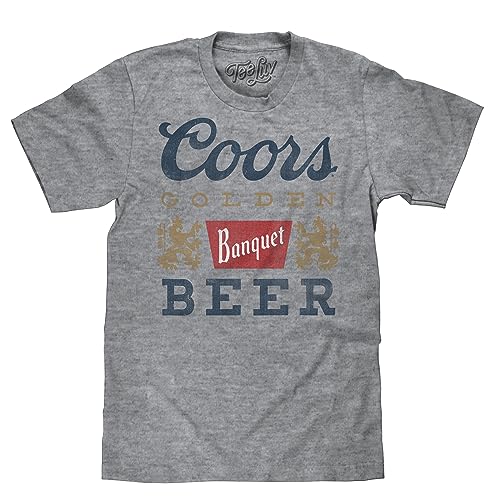 Tee Luv Coors Banquet Beer T-Shirt - Retro Coors Beer Shirt (Large) Royal Snow Heather