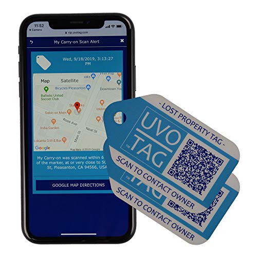 Location-Enabled Smart Luggage, Backpack, or Property Tags - Unique Medium-Sized Smart ID Tags for Luggage, Carry-on, Backpacks, or Any Other Property Item (Pack of 2)