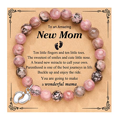 PINKDODO New Mom Gifts for Women, Mom Mommy to Be Gifts for 1st First Time Mom New Mom Gift Basket Essentials Pregnancy Announcements Valentines Birthday Mothers Day Gifts Mama to Be Bracelet