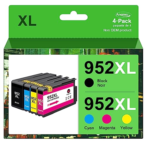 Anemec 952XL Ink Cartridges Replacement for HP 952XL Ink Cartridges Combo Pack |Used in HP Officejet Pro 8710 7740 8720 8210 8715 8702 7720 8730 8740 8216 8725 8700 Printer (4 Pack)