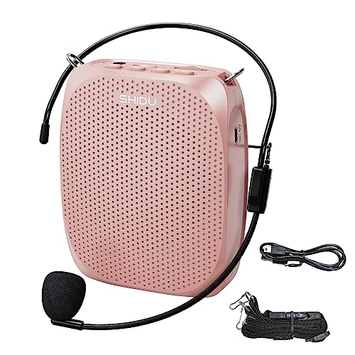 SHIDU Voice Amplifier Teachers,Megaphone Speaker Portable PA System with Microphone Headset(Work of 12hours) Supports MP3 Format Audio for Tour Guides Coaches Yoga Fitness Instructors