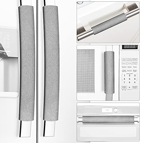 Miss.Silk Refrigerator Door Handle Covers, Set of 5, Keep Your Kitchen Appliance Clean from Smudges, Drips, Food Stains, Oil, Handmade Decor Protector for Fridge, Ovens, Dishwashers (Grey)
