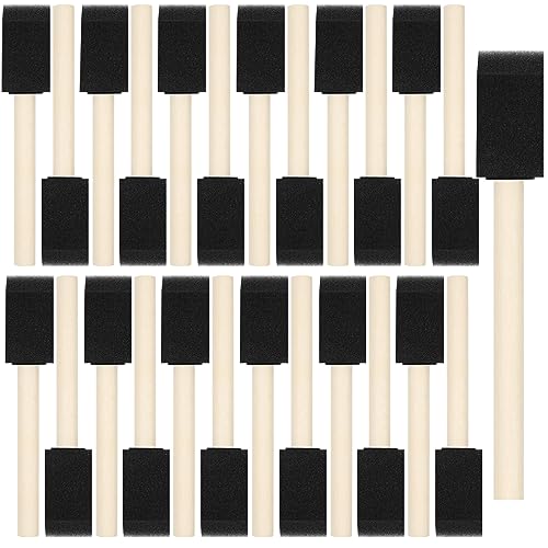 40 Pcs Foam Brush,1” Foam Paint Brushes, Wood Handle Sponge Paint Brush, Foam Brushes for Painting for Staining, Varnishes, and DIY Craft Projects