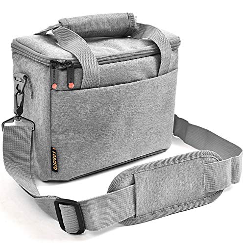 FOSOTO Camera Bag Case with Waterproof Rain Cover Compatible for Nikon D3500 D5600 D7500 D610 Canon EOS 4000D 2000D SL3 T7 M50 M6 SX530 Fujifilm X-T20,Grey