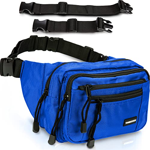 Van Beeken Fanny Pack for Men - Waterproof Fanny Pack for Women, Tactical Fanny Pack, Large Belt Bag, Waist Pack, Hip Pack for Hiking, Travel, Running & Cycling - Includes Extension Strap(Blue)
