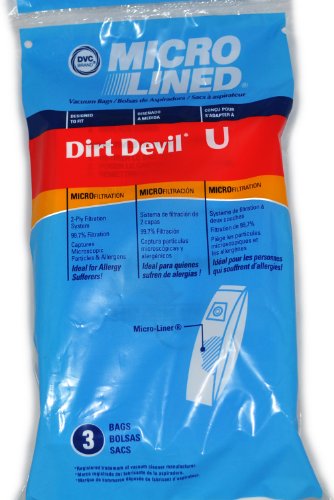 Dirt Devil Type U Microfresh Vacuum Bags (3-Pack), 3920750001, 3 Count (Packaging may vary) , white