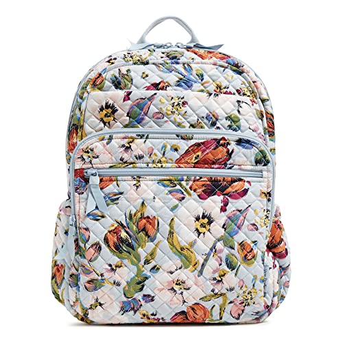 Vera Bradley Women's Cotton XL Campus Backpack, Sea Air Floral - Recycled Cotton, One Size